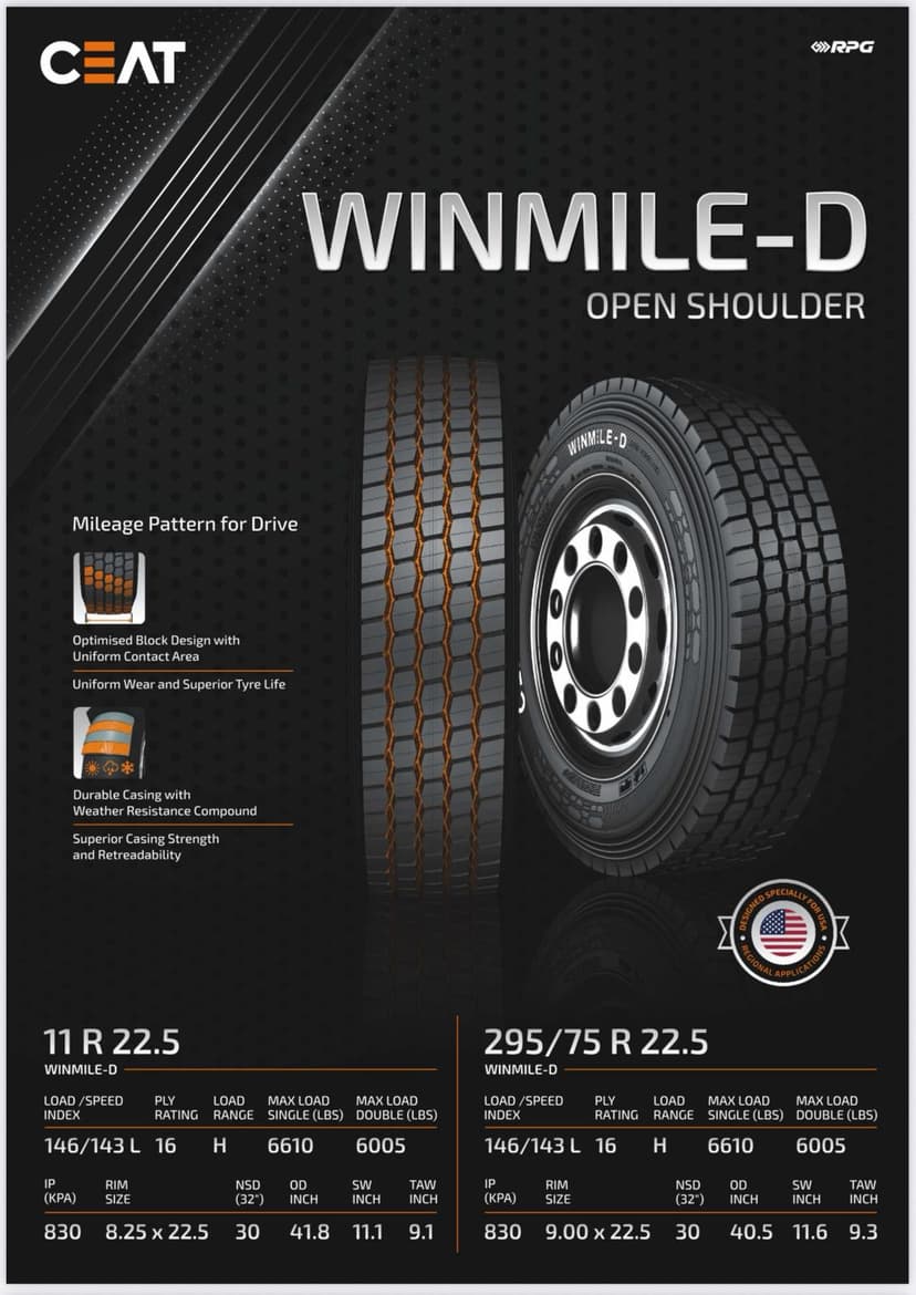 WINMILE-D Open Shoulder CEAT drive tire — Tire Town Distributors