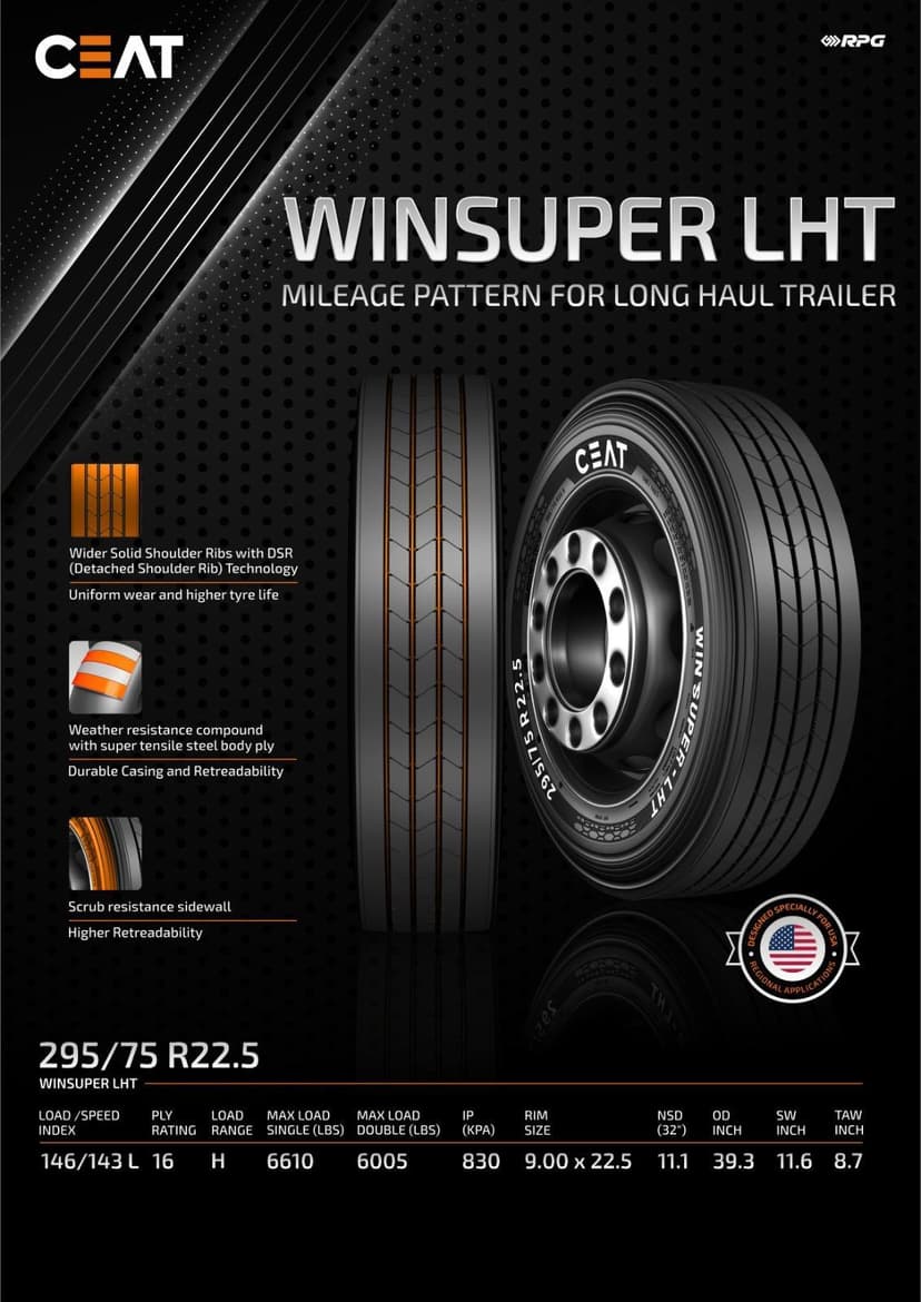WINSUPER LHT CEAT long haul trailer tire — Tire Town Distributors